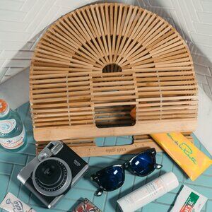 BAMBOO ARK BAG - Natural Top Handle Large Cage Tote